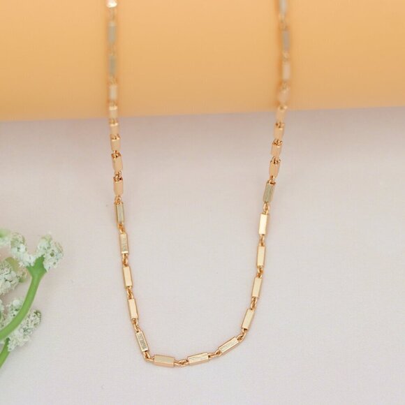 "Chunky Rectangle Chain Rose Gold Necklace, XPNL0181 - Picture 9 of 12